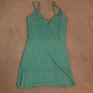 White and turquoise spaghetti strapped dress